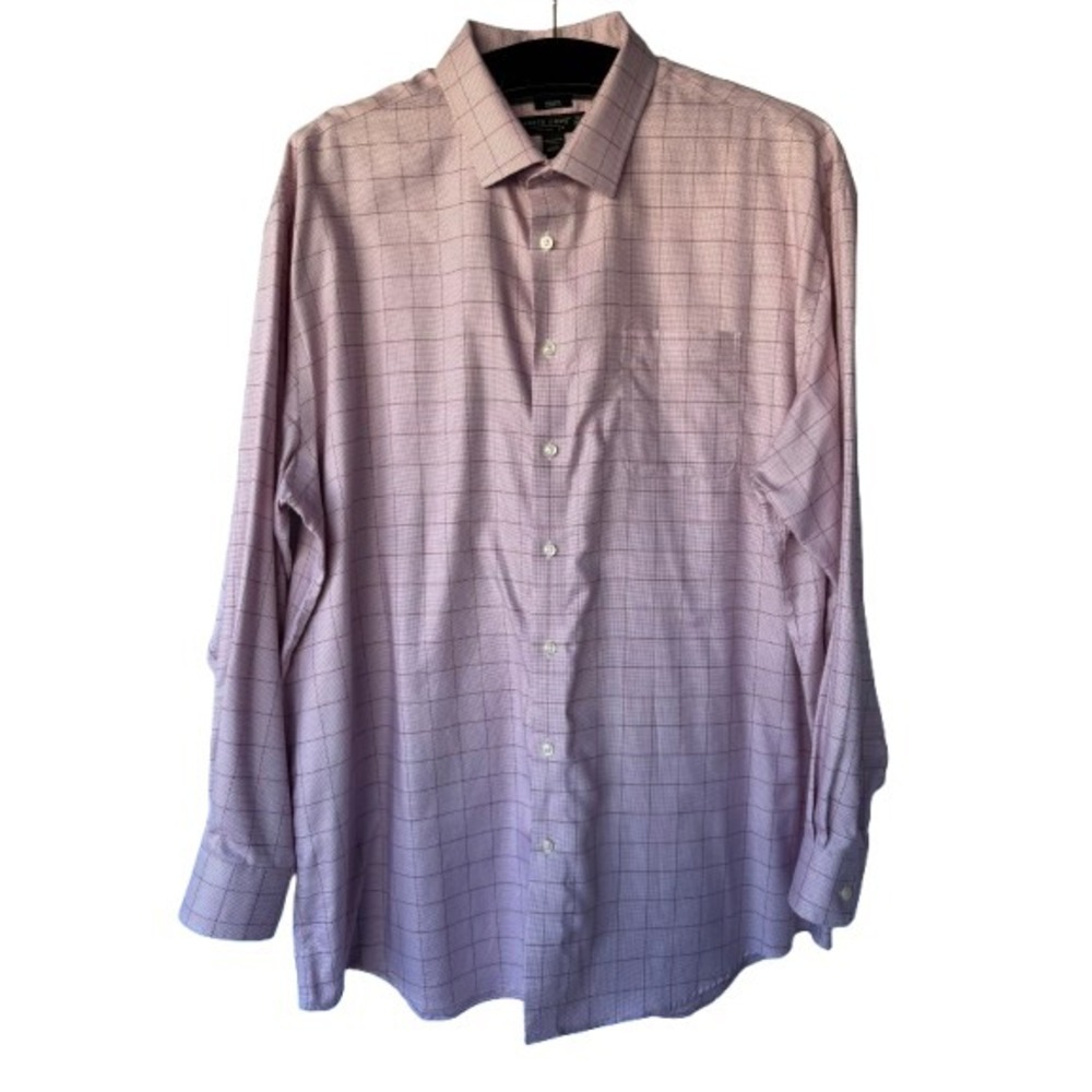 Pronto Uomo Dress Shirt‎ Pink Mens 18.5 36/37 Tall Classic Egyptian Cotton Check